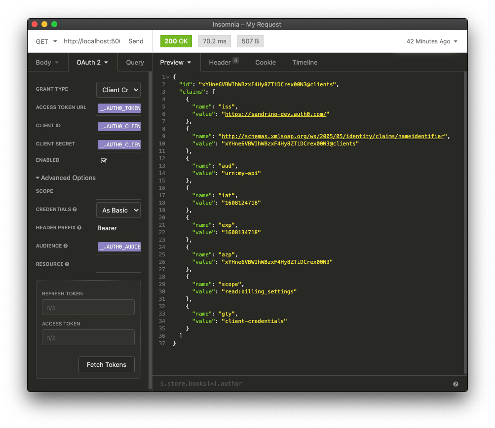 Insomnia Core: Testing APIs secured with Auth0 – sandrino.dev